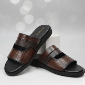 Summer Time Cozy Leather Slide Slipper – Black and Brown